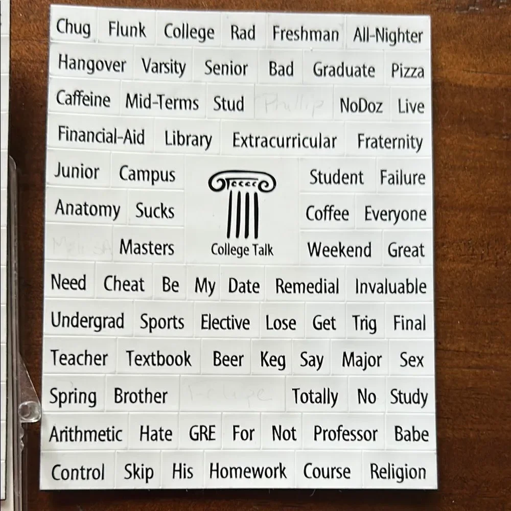 Fridge Fun College Word Magnets